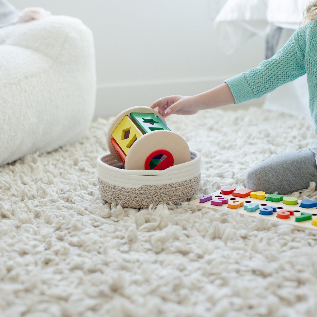 Mixed-Tone Cotton Rope Basket Set – 5 Pieces