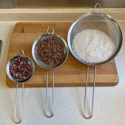 Stainless Steel Fine-Mesh Strainer Set – 3 Piece