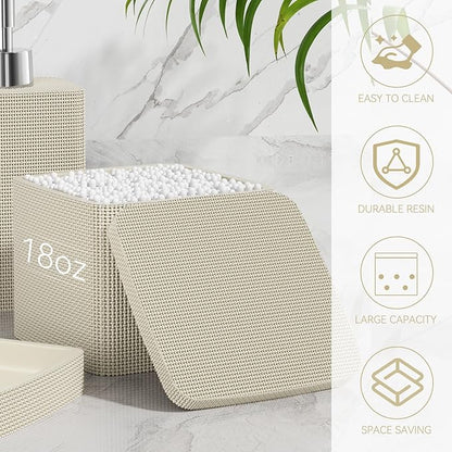 Beige Bathroom Accessories Set – 5 Pieces