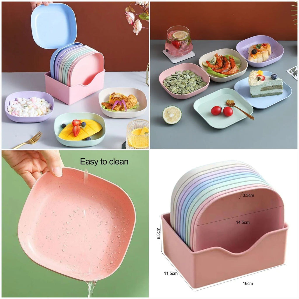 10-Piece Plate Set with Storage Holder