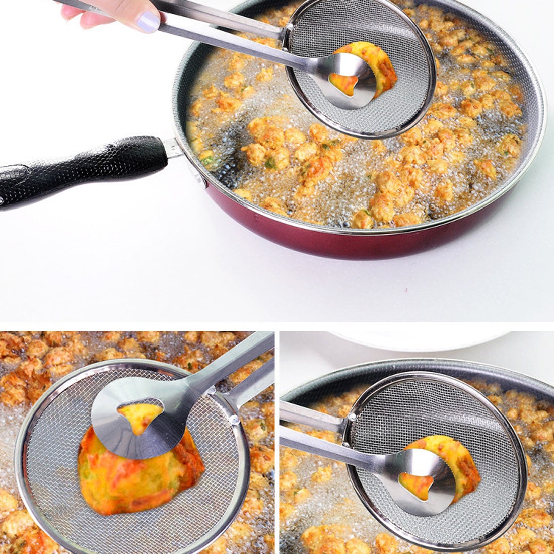 2-in-1 Stainless Steel Frying Tongs