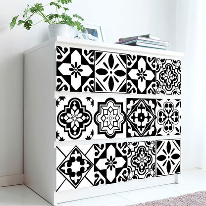 Monochrome Geometric Tile Sticker Set