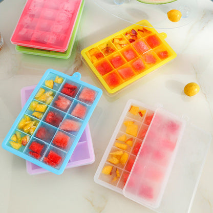 15-Cube Silicone Ice Tray with Lid