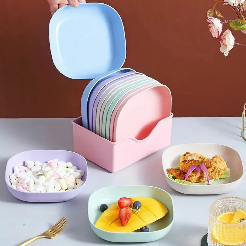 10-Piece Plate Set with Storage Holder