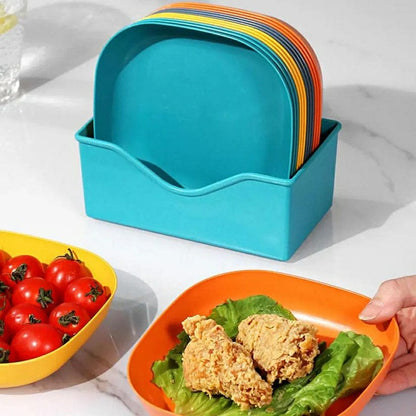 10-Piece Plate Set with Storage Holder