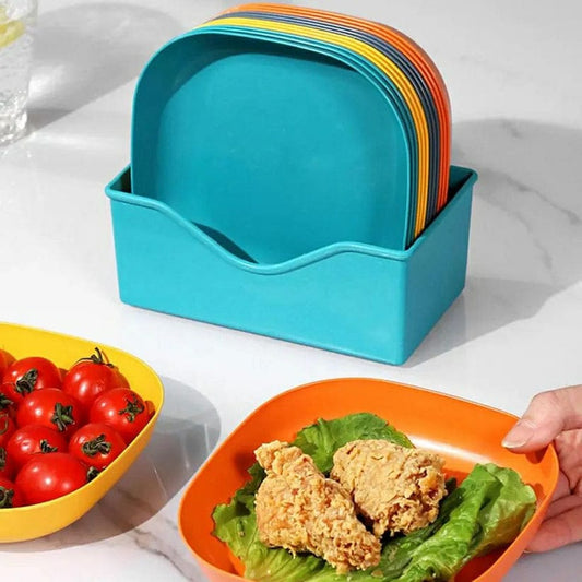 10-Piece Plate Set with Storage Holder