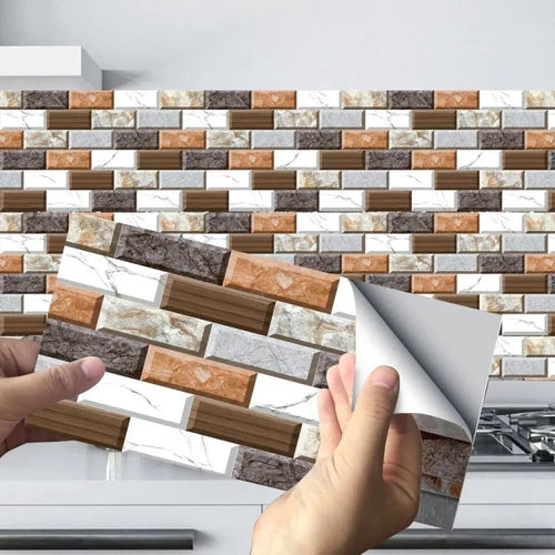 Textured 3D Mosaic Wall Sticker Set