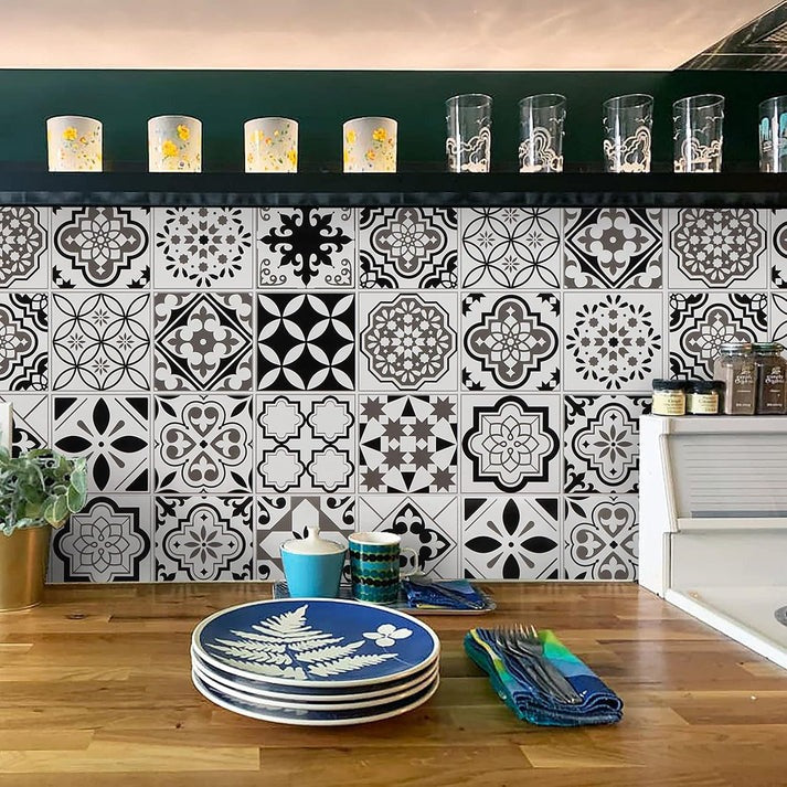 Monochrome Geometric Tile Sticker Set