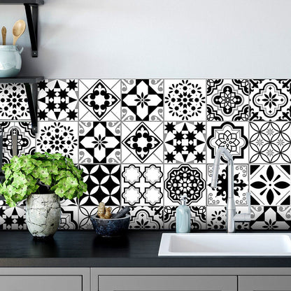Monochrome Geometric Tile Sticker Set