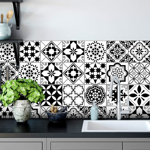 Monochrome Geometric Tile Sticker Set