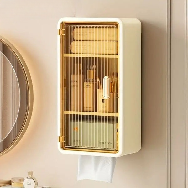 Wall-Mounted Bathroom Shelf with Tissue Holder