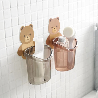 Bear-Shaped Wall-Mounted Toothbrush Holder
