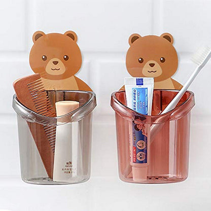 Bear-Shaped Wall-Mounted Toothbrush Holder