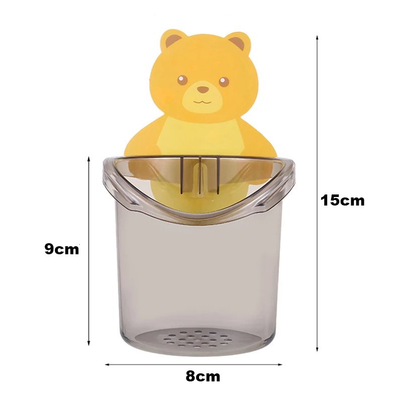 Bear-Shaped Wall-Mounted Toothbrush Holder