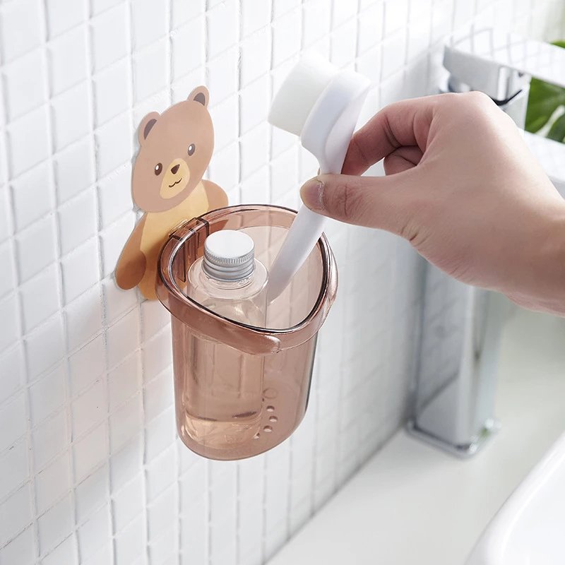 Bear-Shaped Wall-Mounted Toothbrush Holder