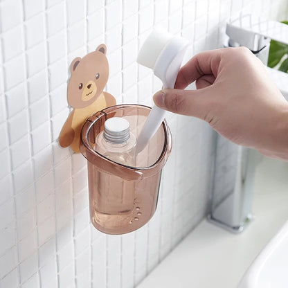 Bear-Shaped Wall-Mounted Toothbrush Holder