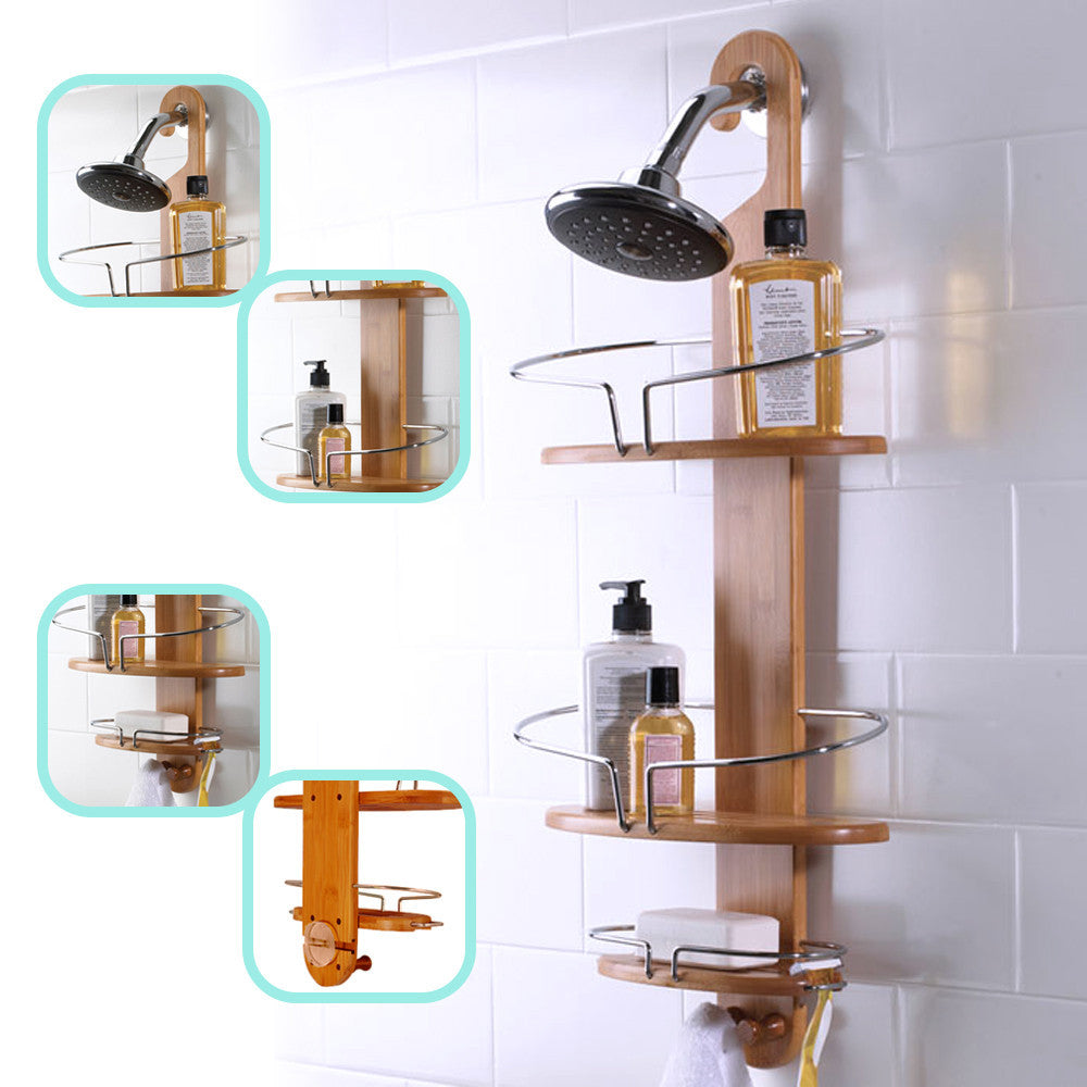 Bamboo Shower Caddy with Hanging Hook